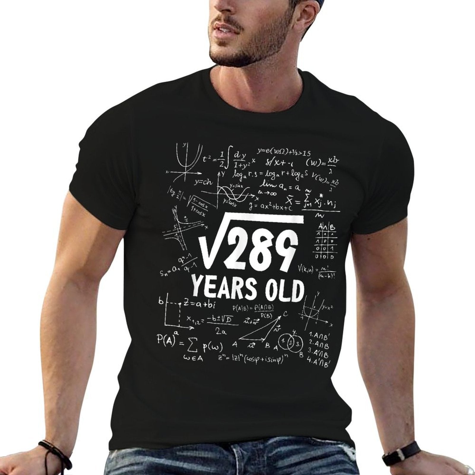 17th Birthday Square Root of 289 17 Yrs Years Old Boy Math High-quality Stitching T-Shirt