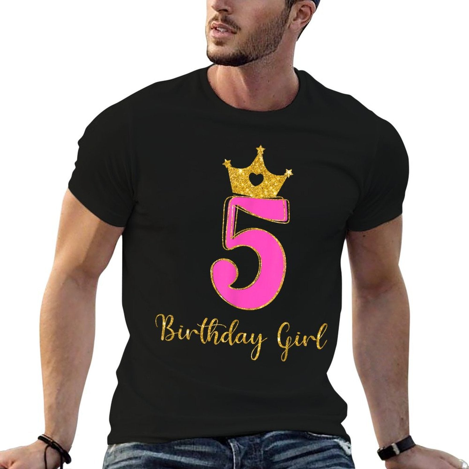 5th Birthday Girls 5 Five Year Old Fifth Birthday Party Kids Durable T-Shirt