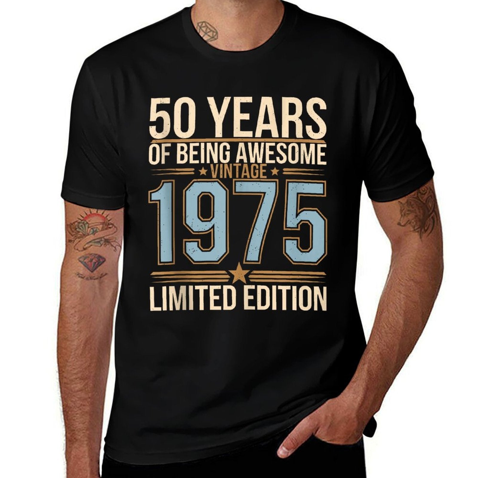 50 Year Birthday Decorations Men Gag 50yr 1975 50th Birthday Wrinkle-resistant T-Shirt