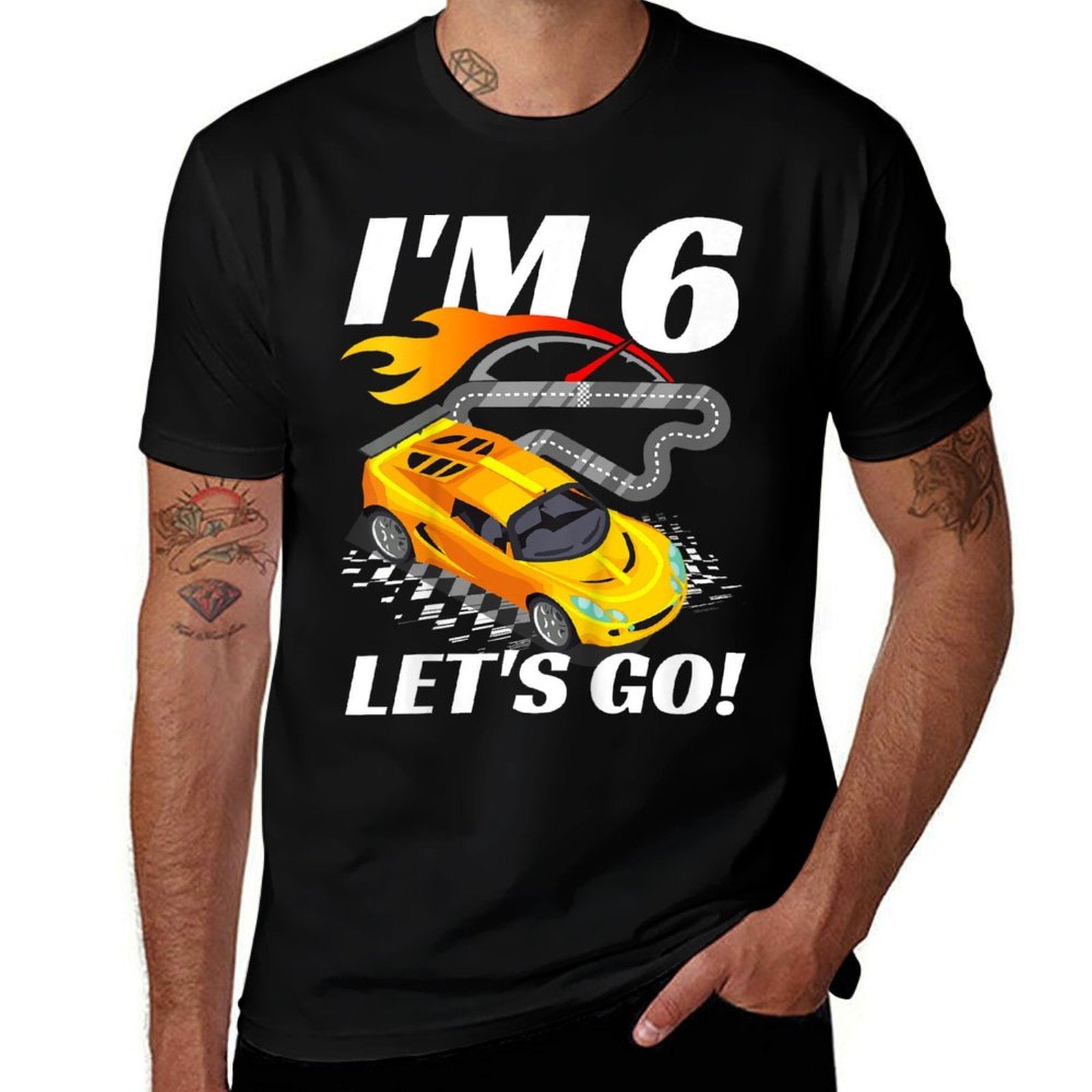 6 Year Old 6th Racing Racecar Birthday Party Boys Girls Vintage-inspired T-Shirt