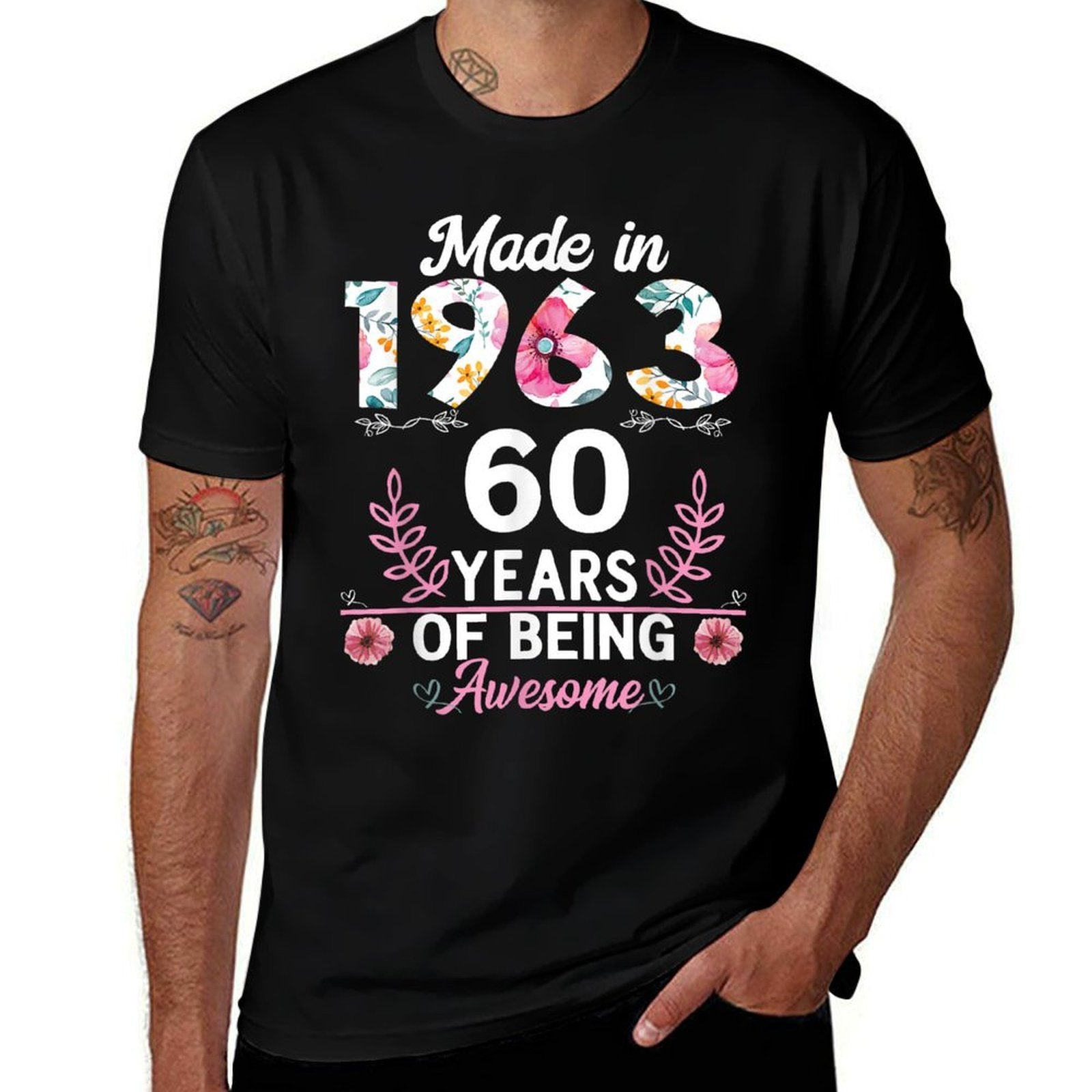 60 Years Old Gifts 60th Birthday Born in 1963 Women Girls Oversized Silhouette T-Shirt