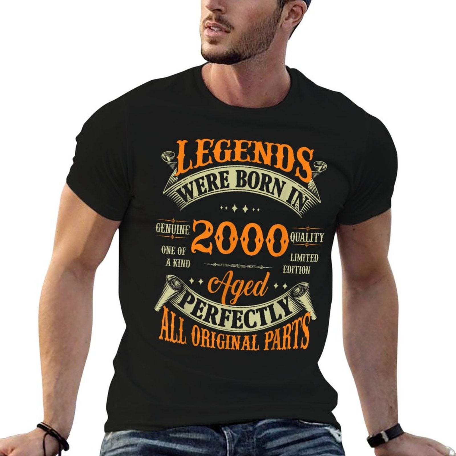 25th Birthday Vintage Legends Born In 2000 25 Years Old  Oversized Silhouette T-Shirt