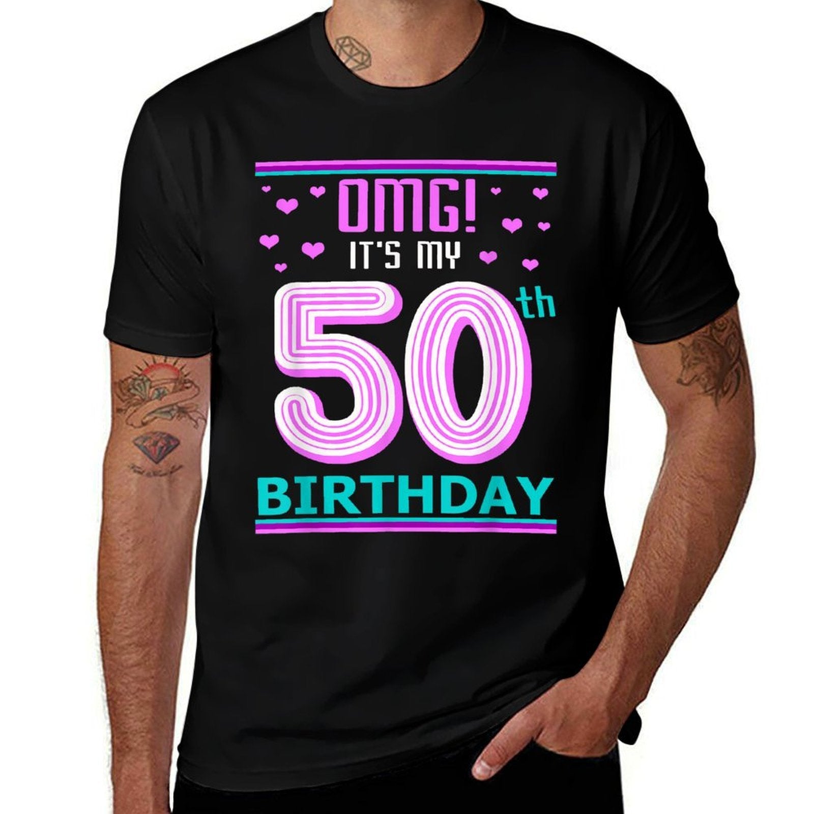 50th Birthday Shirt OMG Its My Birthday 50 Year Old  Tagless Design T-Shirt