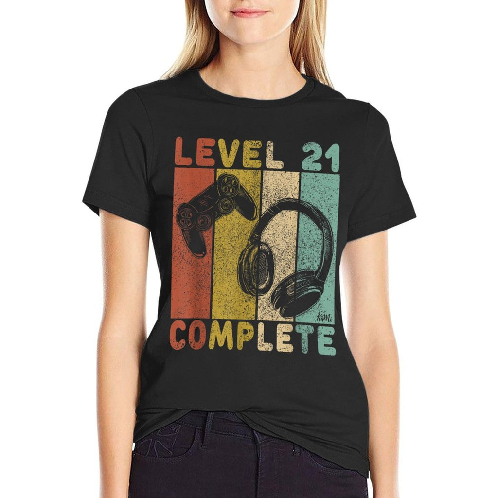 21st Birthday Men Gaming Level 21 Complete  Rolled Sleeves T-Shirt