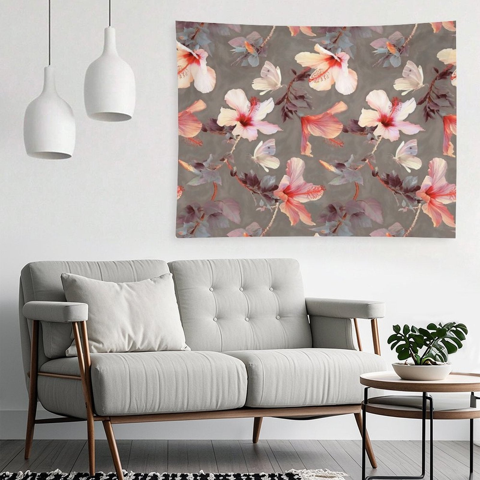 Coral Hibiscus Tapestry