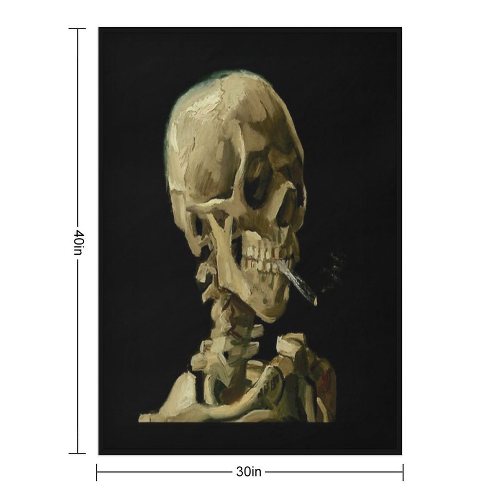 Vincent Van Gogh - Skull of A Skeleton with Burning Cigarette Multi-functional Throw Blanket