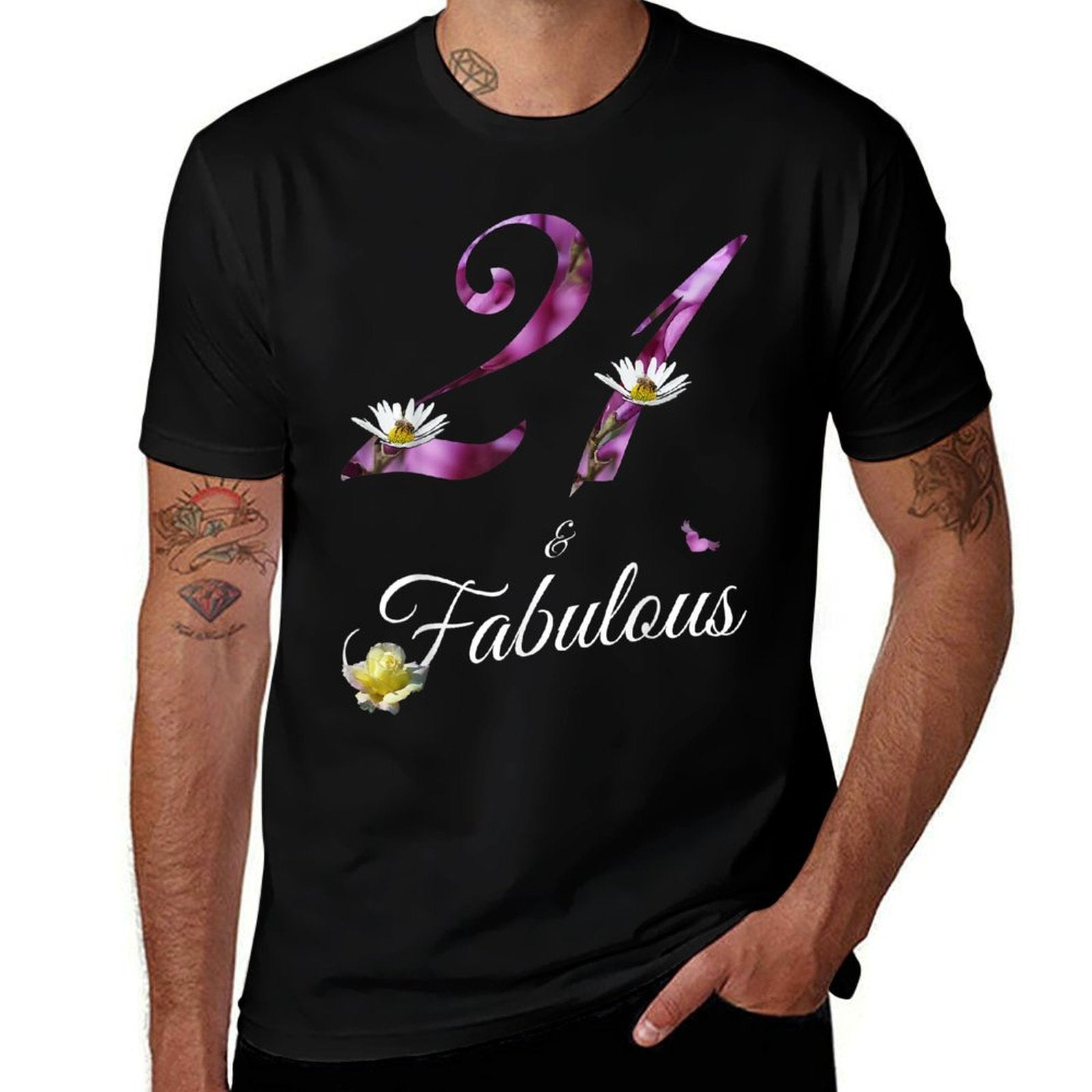 21 & Fabulous 21 Year Old Floral 2001 21st Birthday Gift  Eco-friendly Material T-Shirt