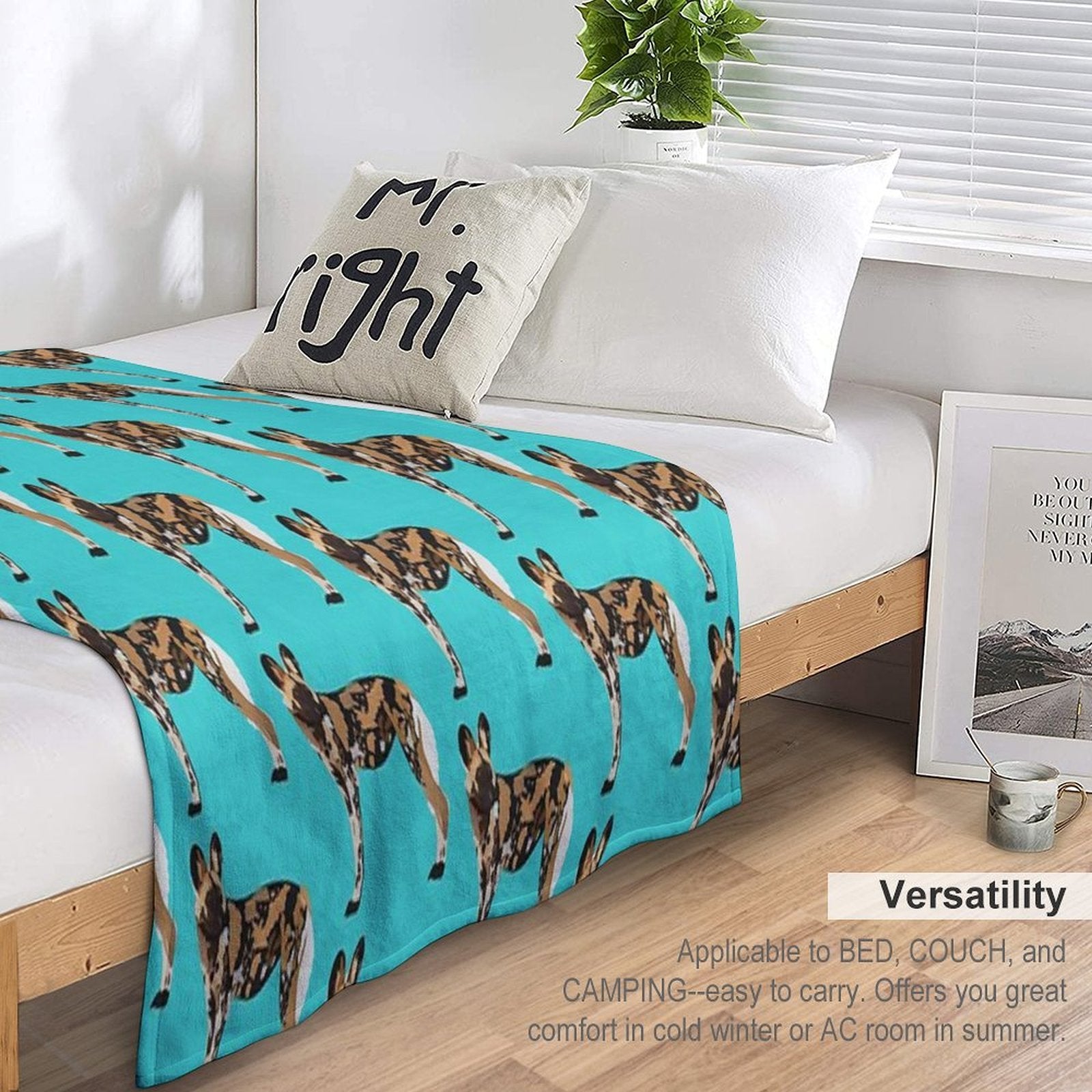 P Is for Painted Dog, Painted Dog Illustration – African Wild Dog Art for Wildlife Lovers Versatility Throw Blanket