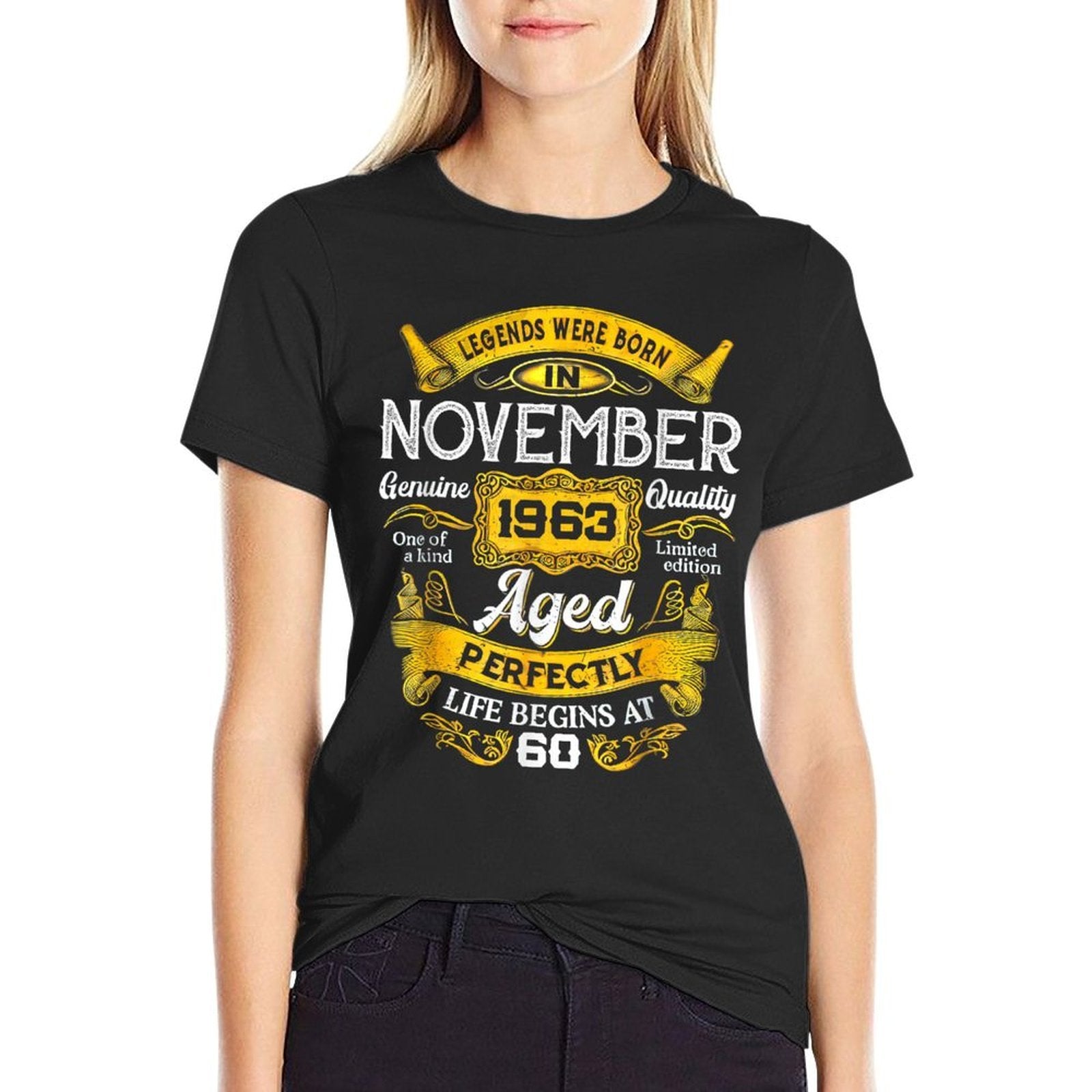 60 Years Old Legends Born In November 1963 60Th Birthday  Rolled Sleeves T-Shirt