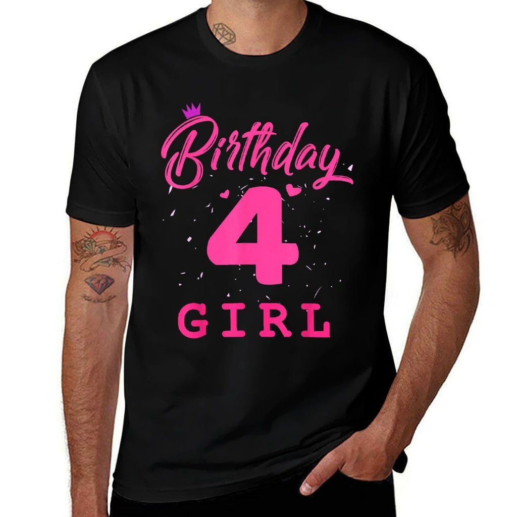 Happy Birthday , Girls 4th Party 4 Years Old Bday  Polyester Blend T-Shirt