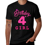 Happy Birthday , Girls 4th Party 4 Years Old Bday  Polyester Blend T-Shirt