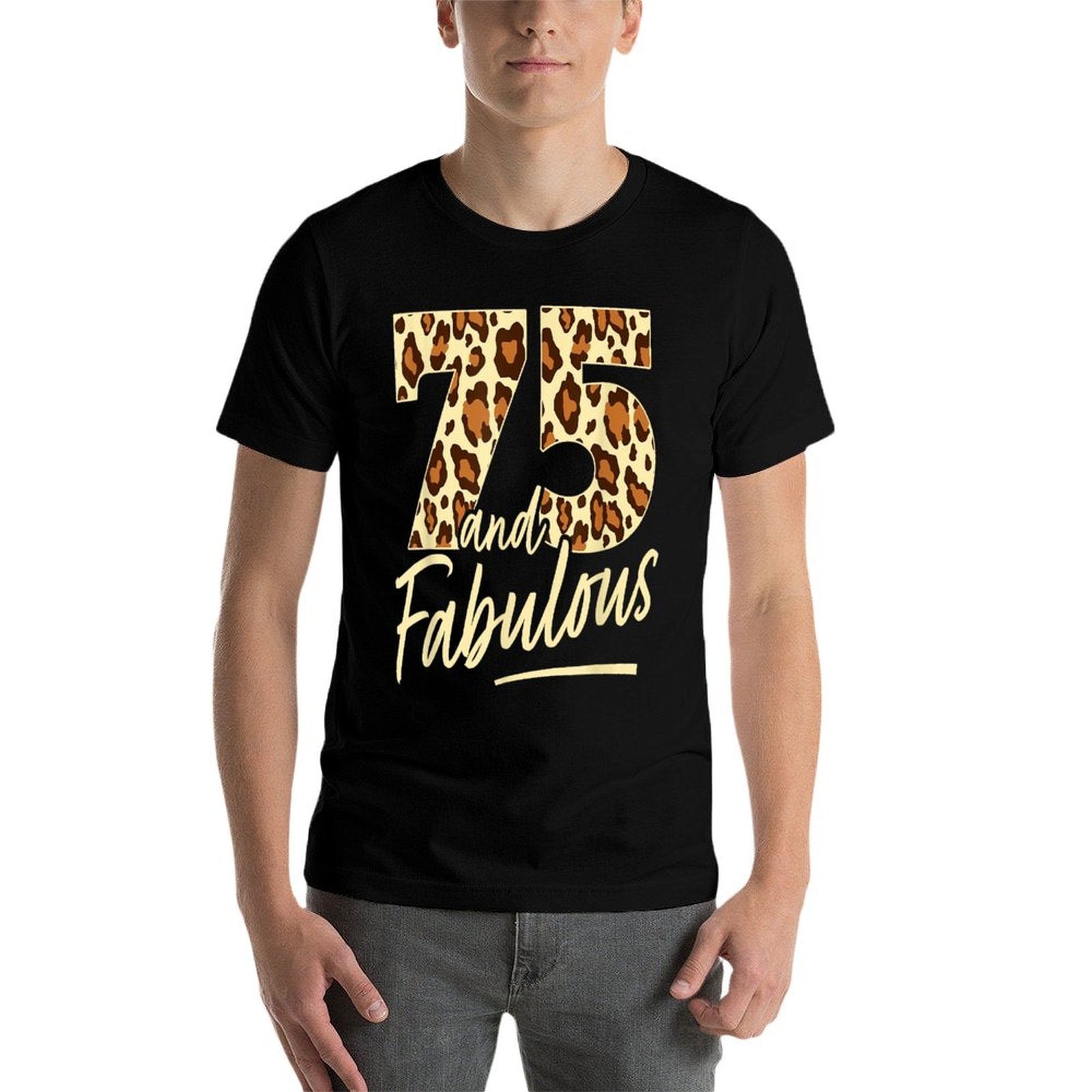 75 Year Woman Leopard Fabulous 75th Birthday  Polyester Blend T-Shirt