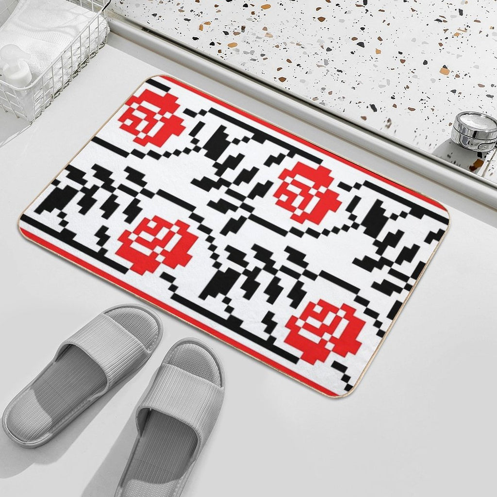 Ukrainian Traditional Embroidery of Roses  Multi-Purpose Bath Mat