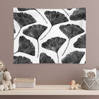 Ginkgo Biloba, Lino Cut Nature Inspired Leaf Pattern Tapestry
