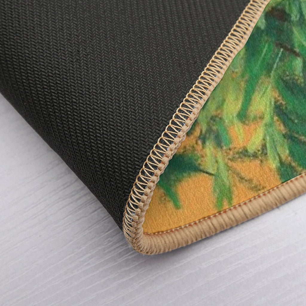 Ash-Tree, Floral Art Pastel Painting Green Yellow  Easy Maintenance Bath Mat