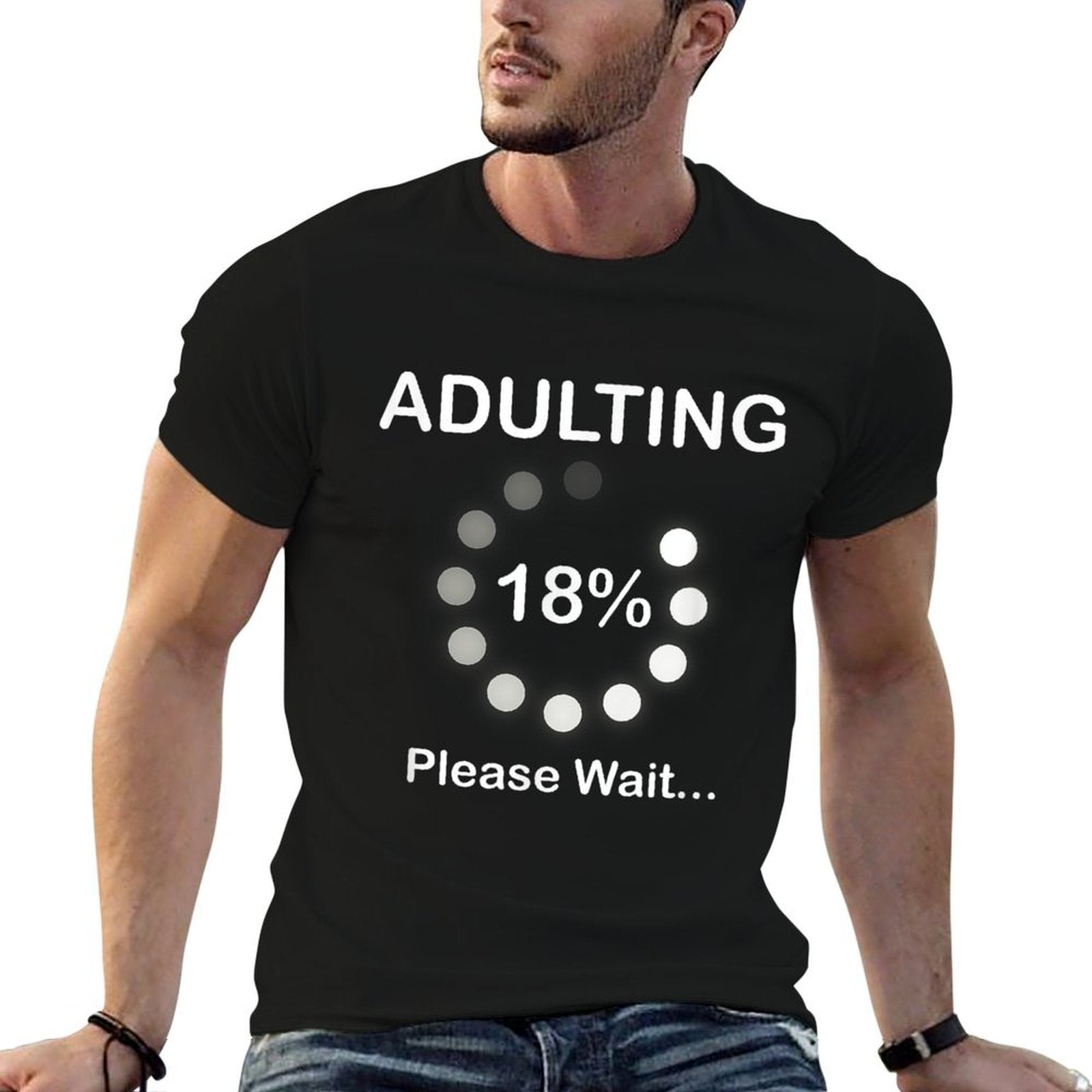 Adulting Please Wait Loading 18th Birthday 18 Years Old Gift  Heathered Texture T-Shirt