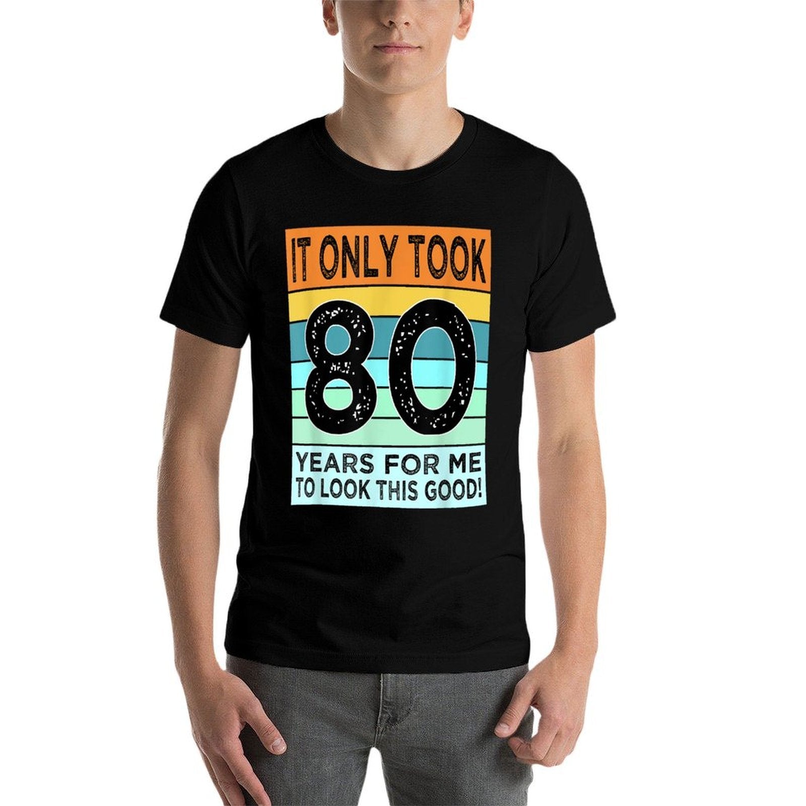 80th Birthday Tshirts For Men Women Turning 80 Years Old  Rolled Sleeves T-Shirt