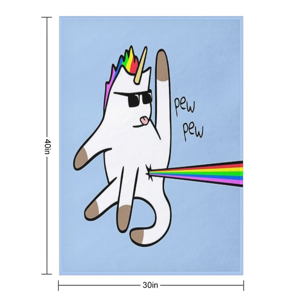 Unicorn Cat Rainbow Butt Laser Travel-friendly Throw Blanket