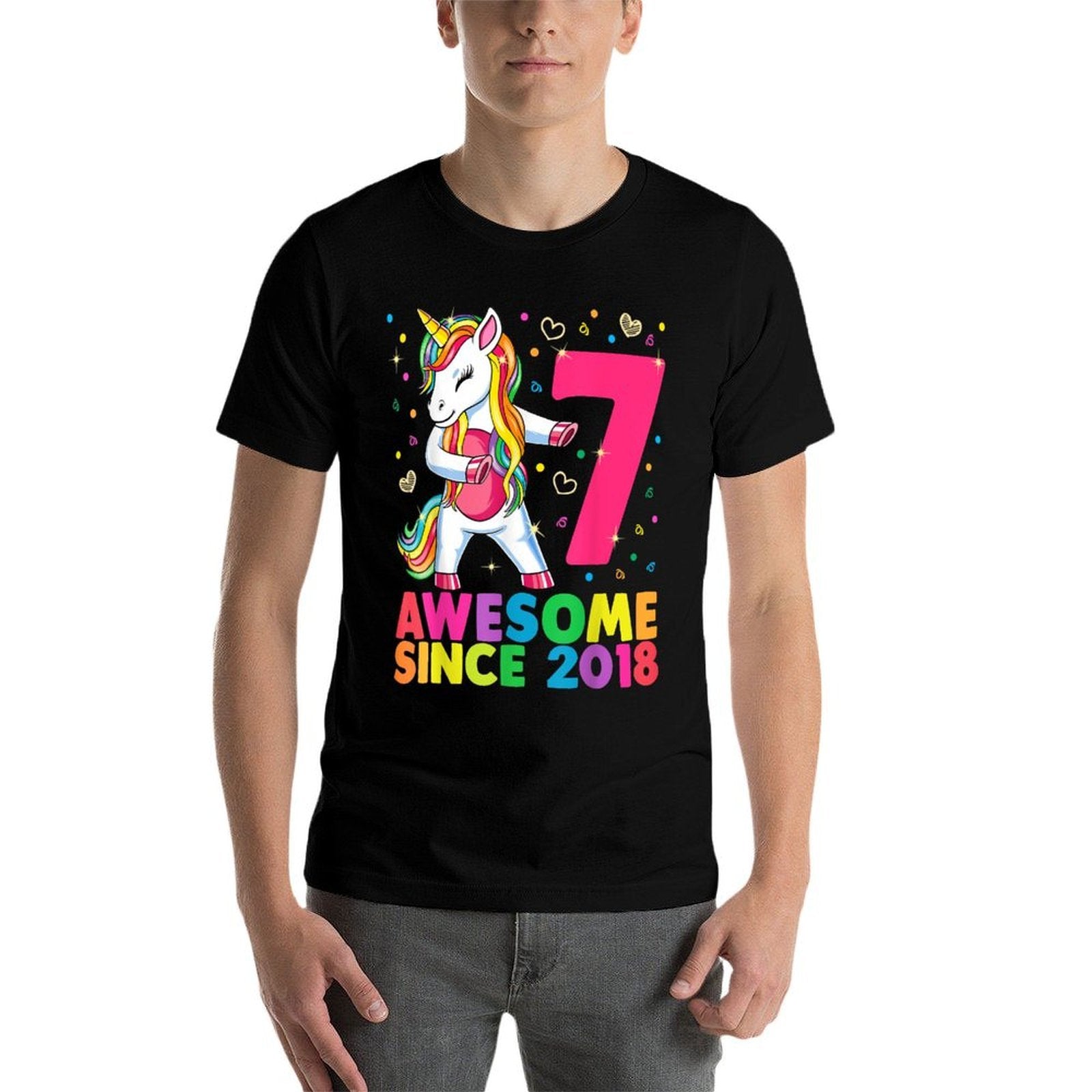 7 Years Old Unicorn Flossing 7th Birthday Girl Unicorn Party  Lightweight T-Shirt