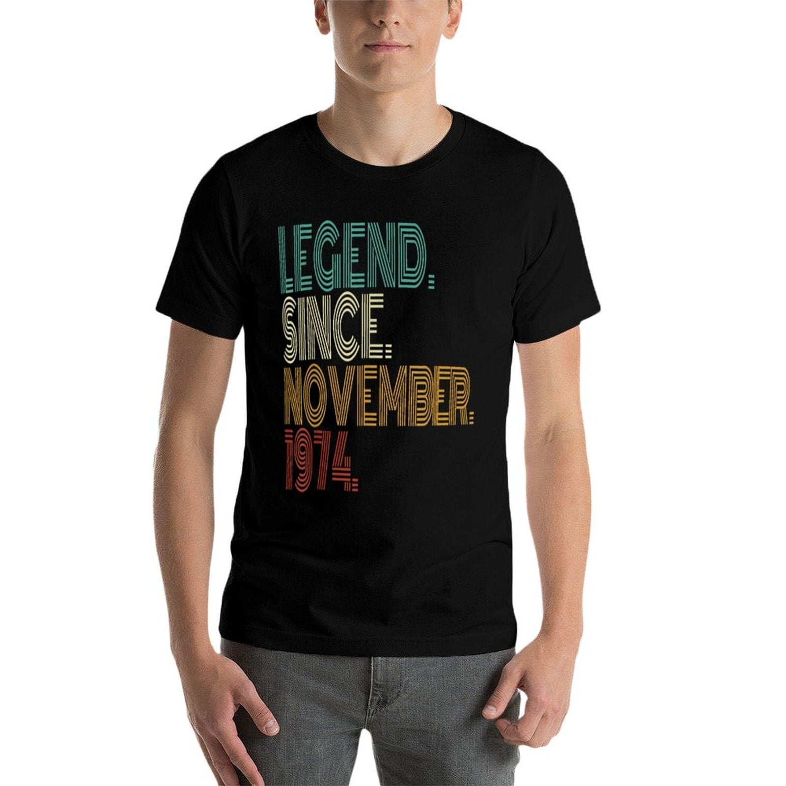 50 Years Old Legend Since November 1974 50th Birthday  Rolled Sleeves T-Shirt