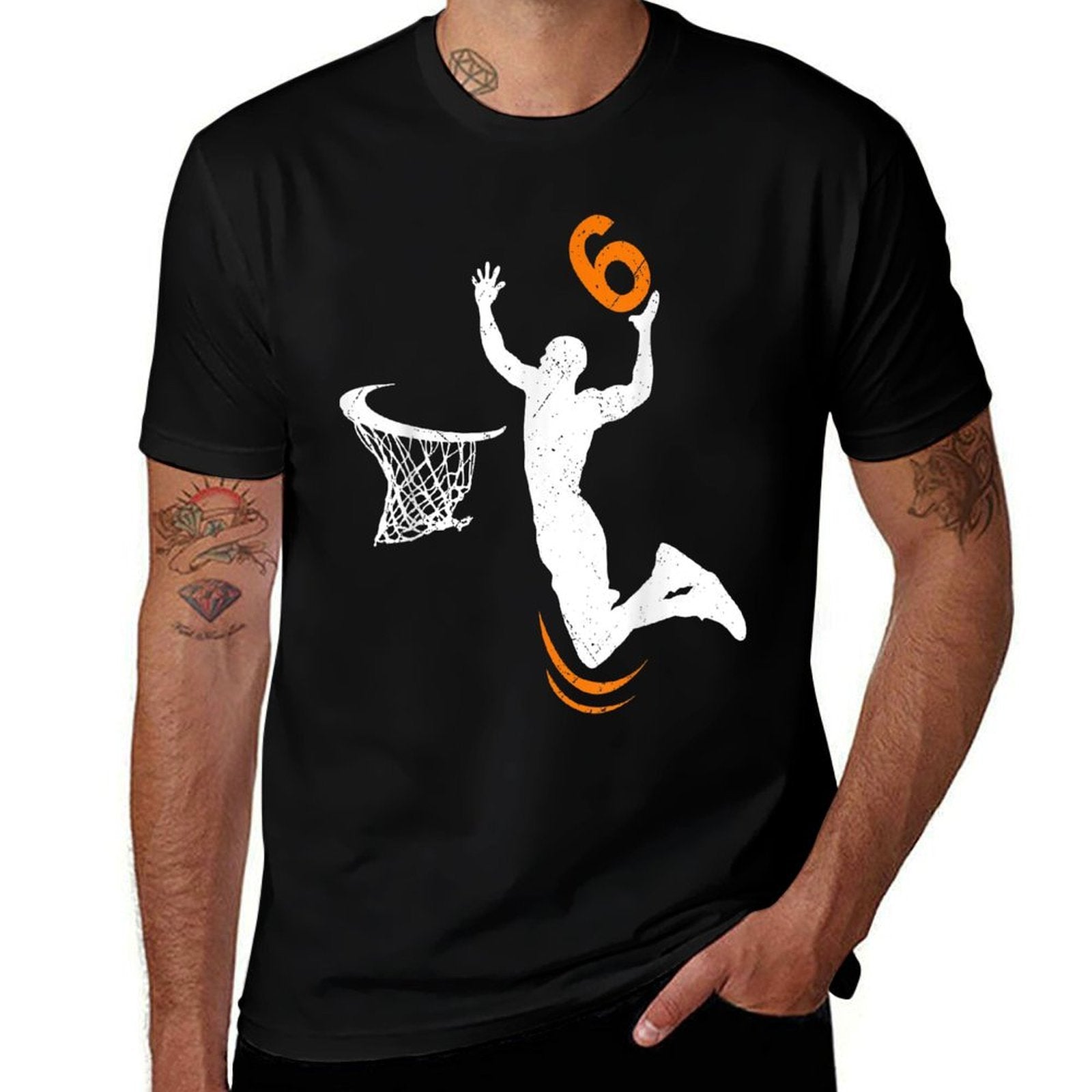 6 Year Old Basketball Dunk 6th Birthday Party Boys  Polyester Blend T-Shirt