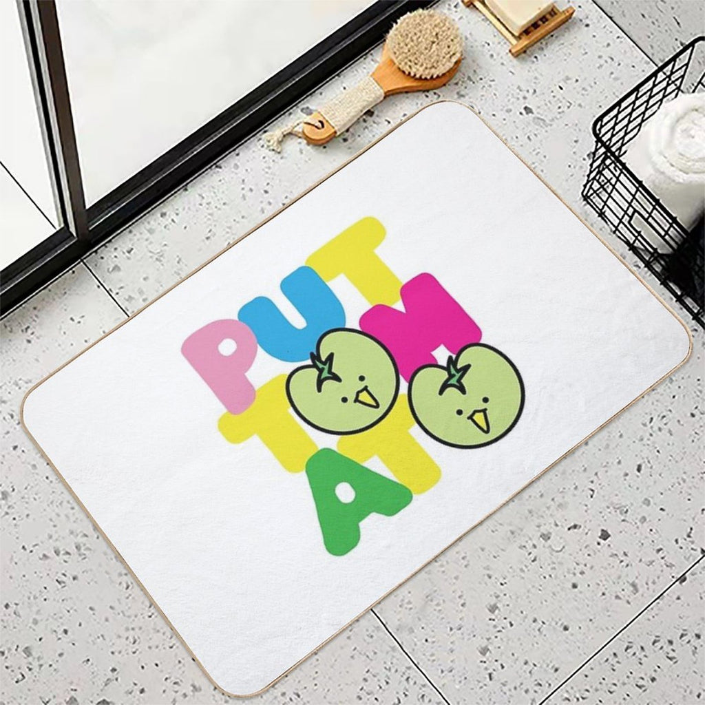 Kawaii Green Tomato Mascot No. 2  Anti-Trip Bath Mat