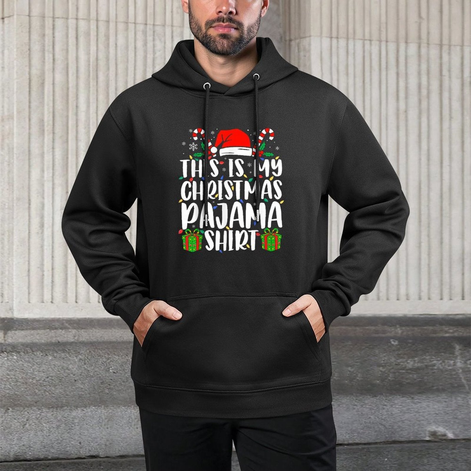 Christmas for Men Women This Is My Christmas Pajama Cotton-Polyester Blend Hoodie