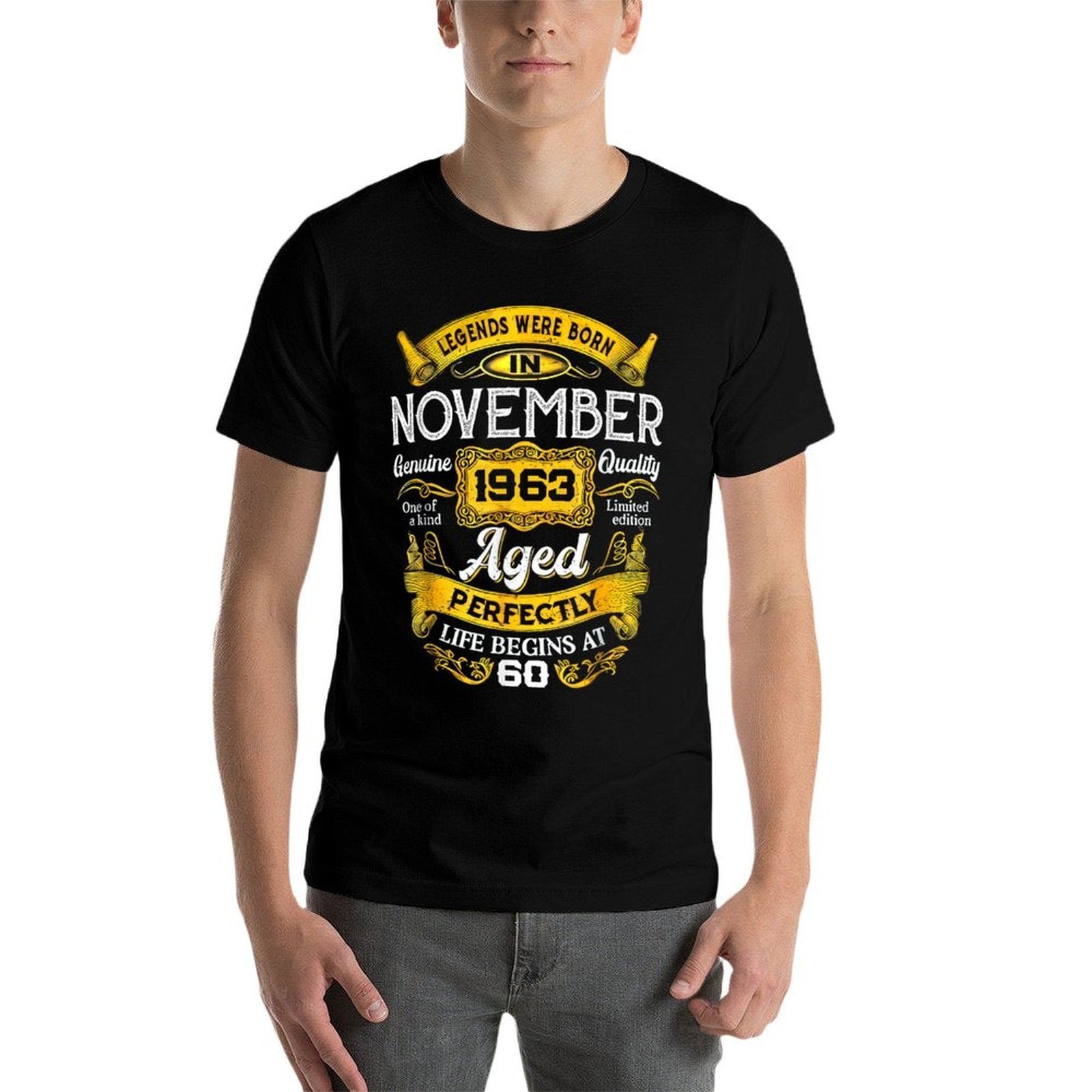 60 Years Old Legends Born In November 1963 60Th Birthday  Rolled Sleeves T-Shirt