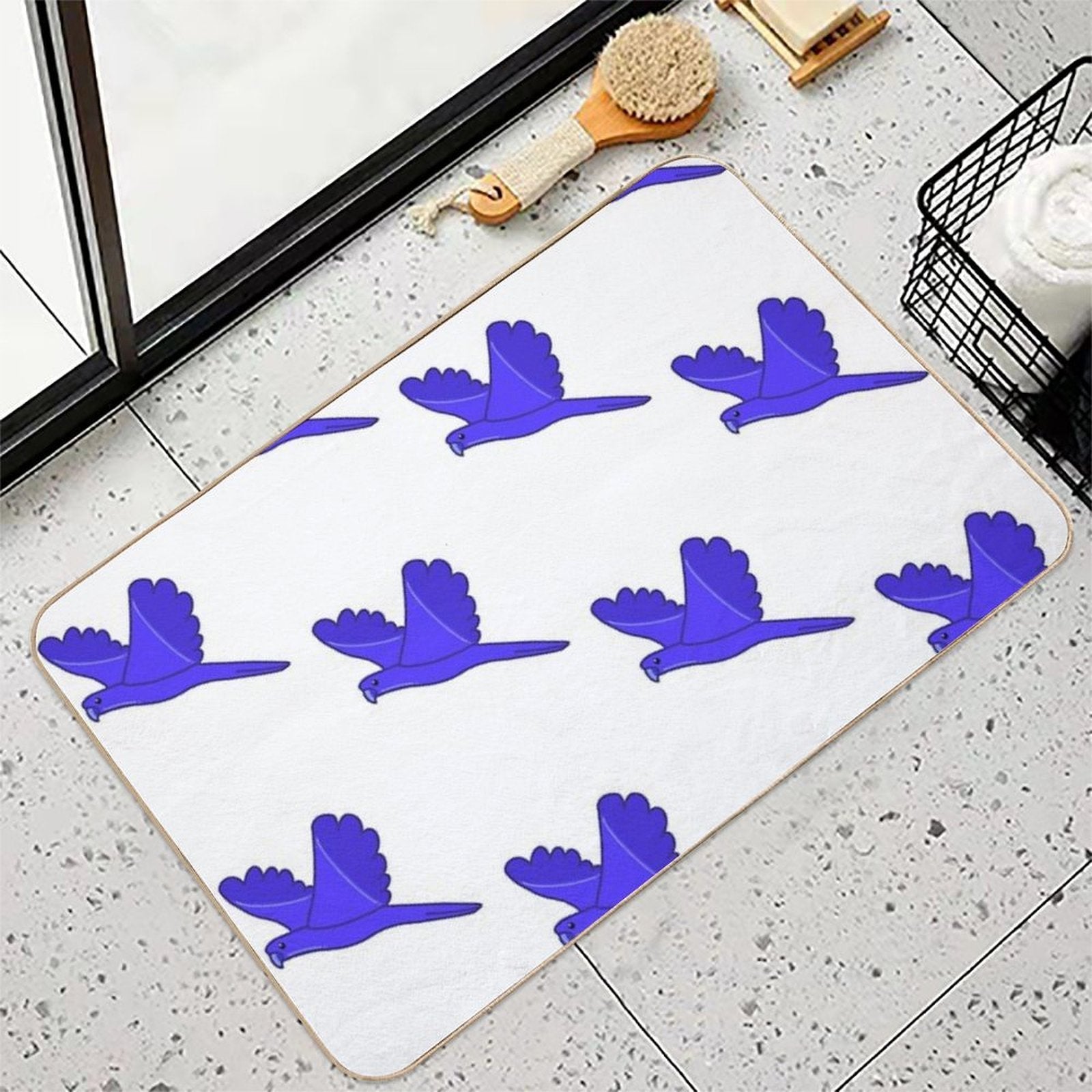 Blueberry As A Macaw Flying  Long-Lasting Bath Mat