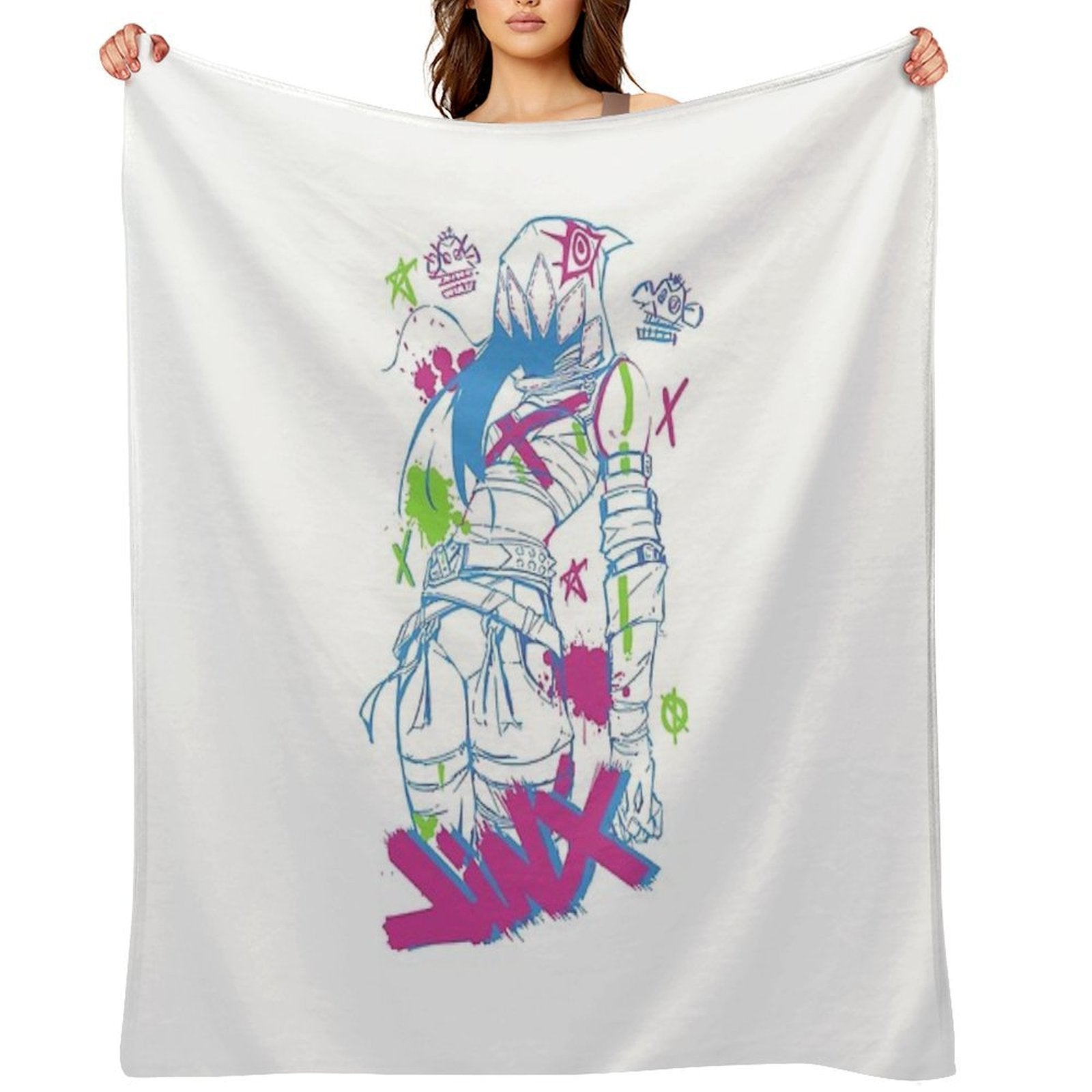 Jinx Arcane Powder Graphic Easy Care Throw Blanket