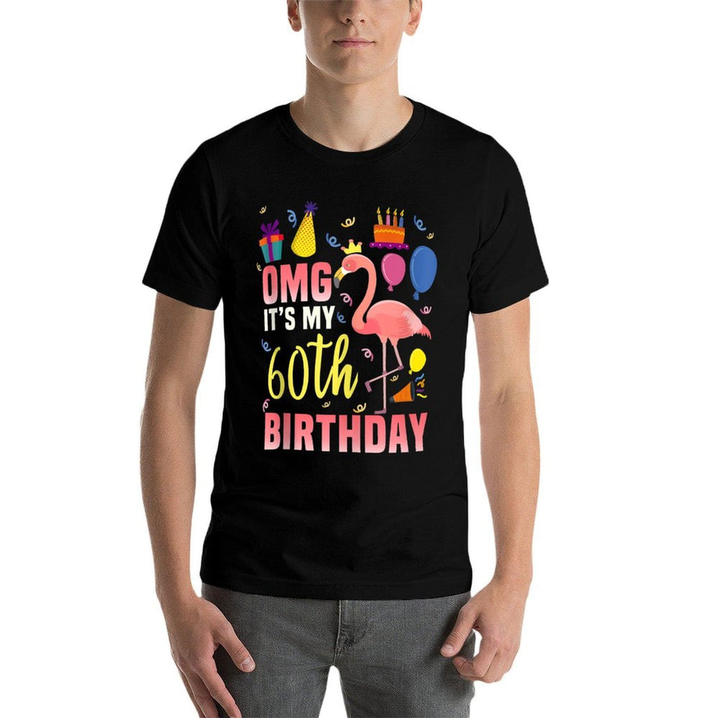 60 Year Old Women Men Gift Flamingo It's My 60th Birthday  Wrinkle-resistant T-Shirt