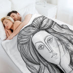 FRANCOISE 1946  Vintage Abstract Charcoal Print All-season Throw Blanket