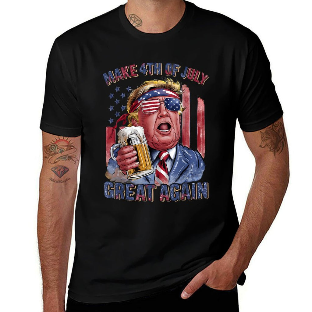 Make 4th of July Great Again Trump Beer Patriotic  Versatile T-Shirt