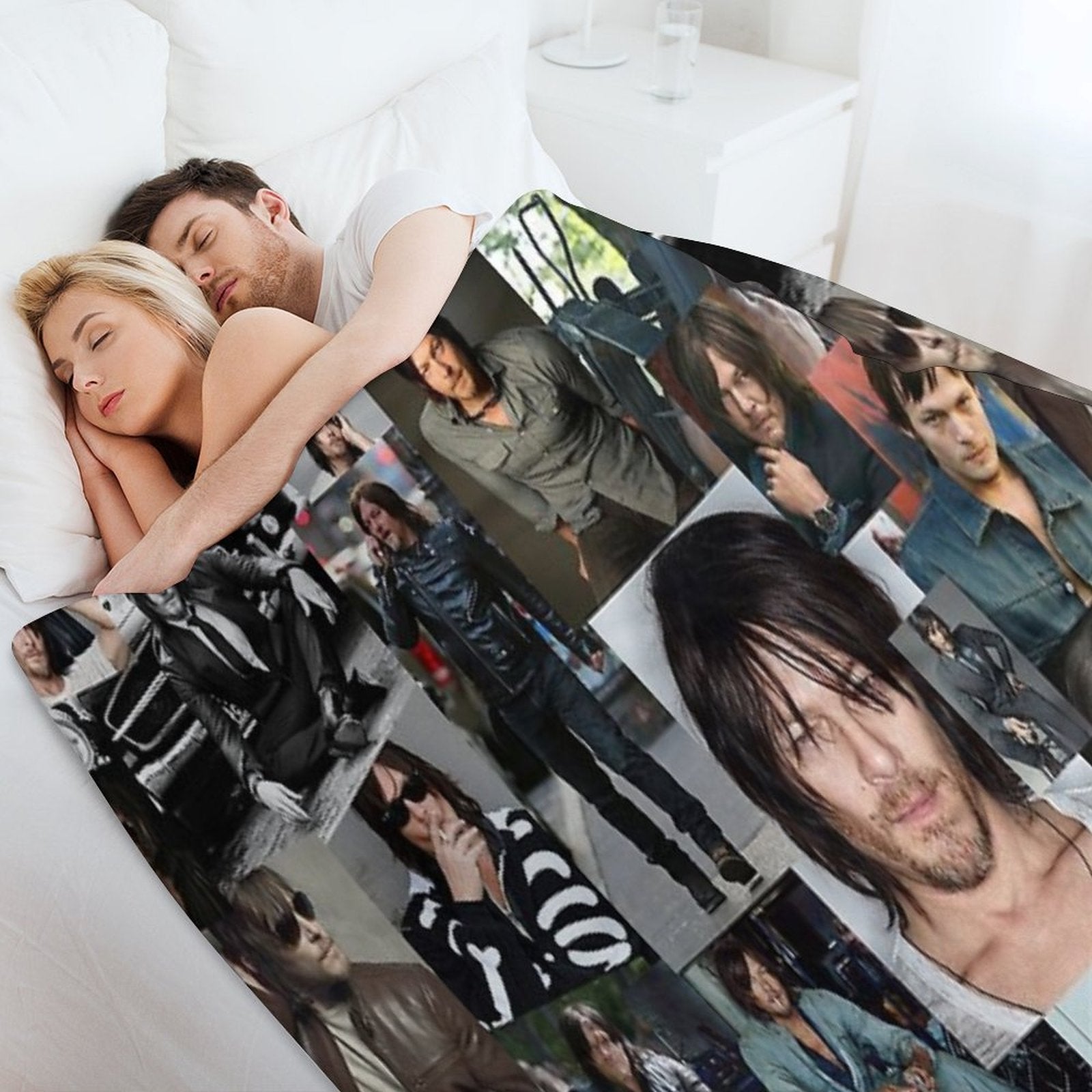 Norman Reedus Fan Made Assorted Random Photo Collage Machine-washable Throw Blanket