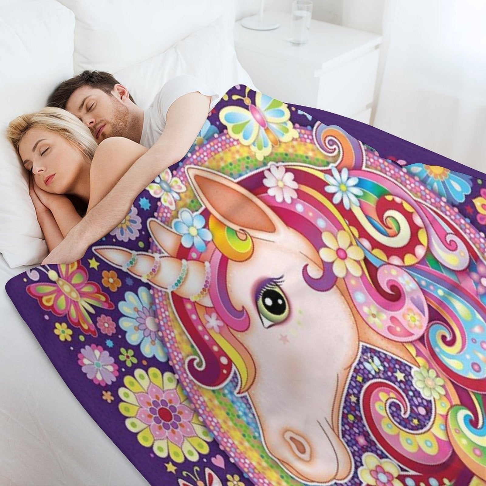 Unicorn Rainbow Art - Colorful Unicorn Art by Thaneeya McArdle Quick-dry Throw Blanket