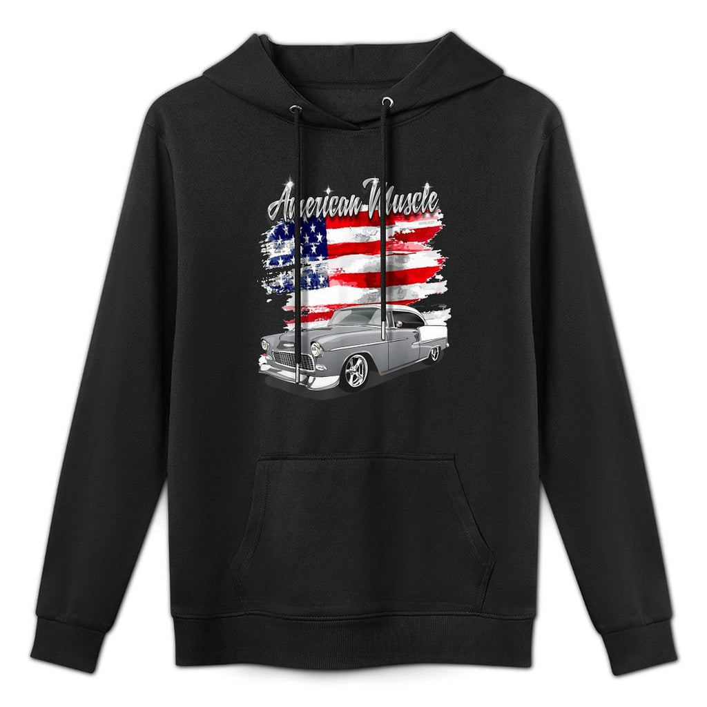 1955 55 Chevys Bel Air Classic Vintage Muscle Car Medium-Weight Fabric Hoodie