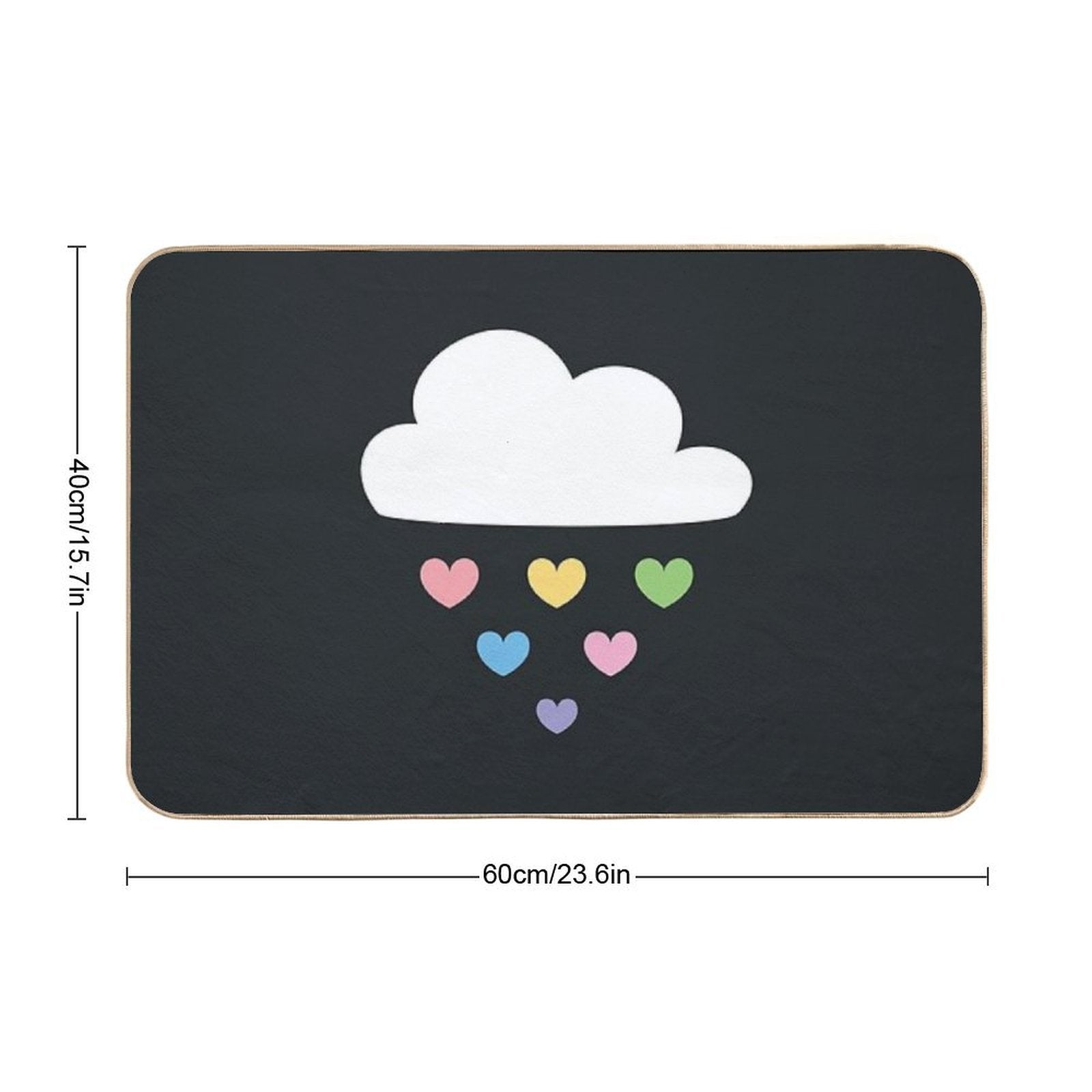 Raining Hearts  Eco-Friendly Bath Mat
