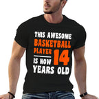 14 Year Old Happy 14th Birthday Basketball 14th Birthday  Summer-ready Fabric T-Shirt