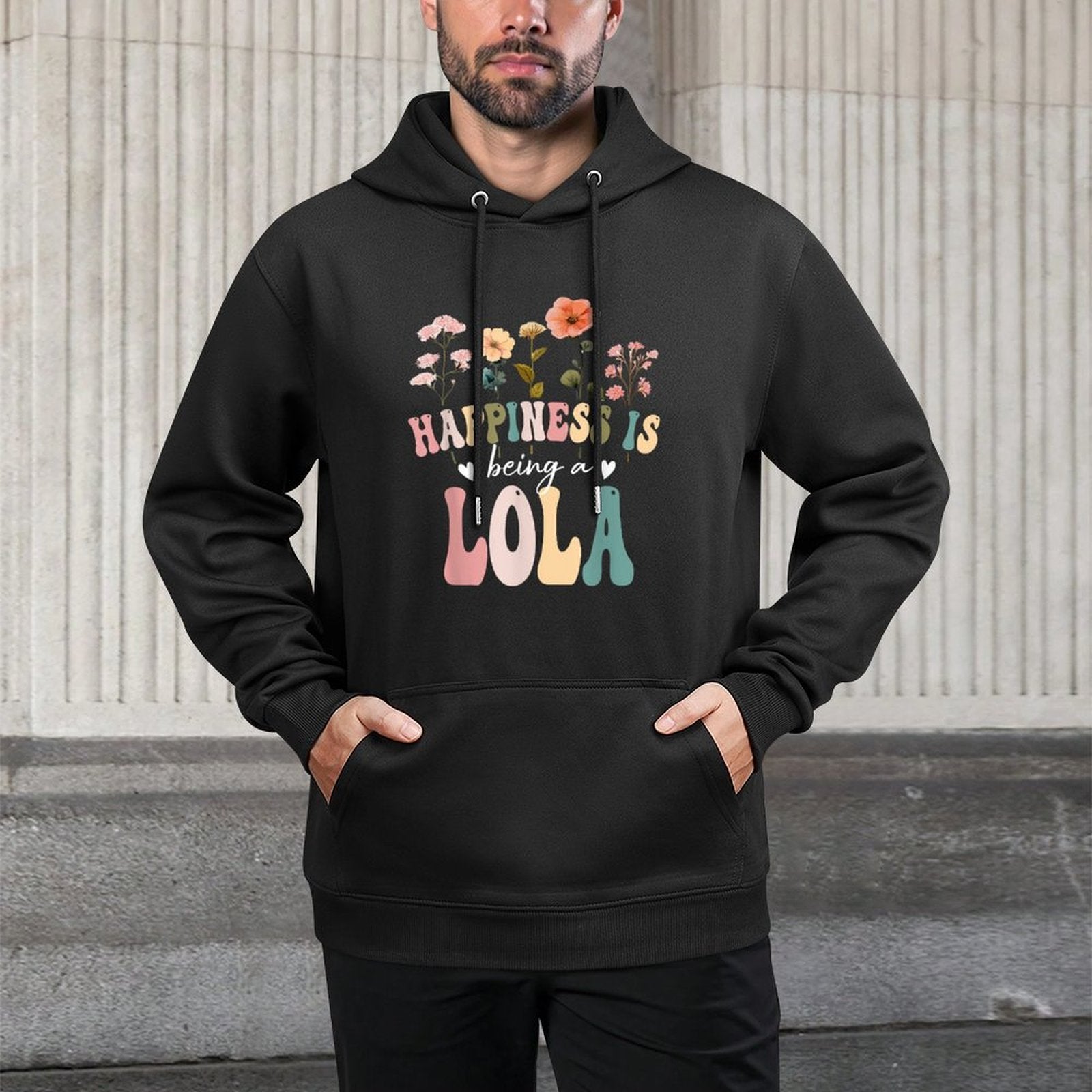 Happiness Is Being A Lola Floral Design Lola Mother&#39;s Day Adjustable Hood Hoodie