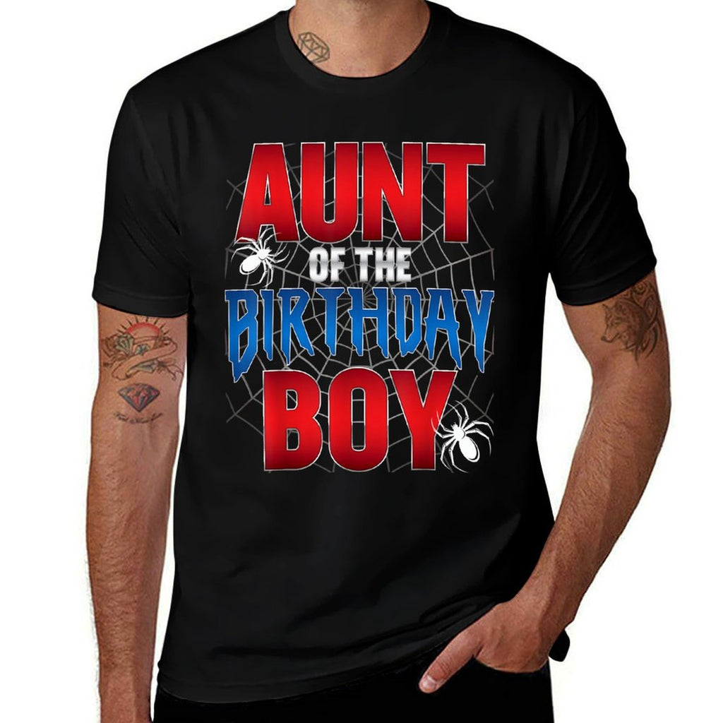 Aunt Of The Birthday Boy Spider Web Birthday Party Matching  Polyester Blend T-Shirt