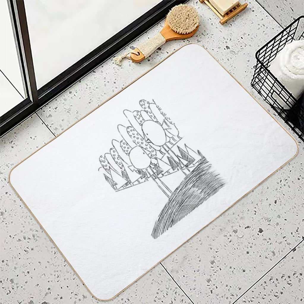 Imagine Birds with Long Legs Bw  Repositionable Bath Mat