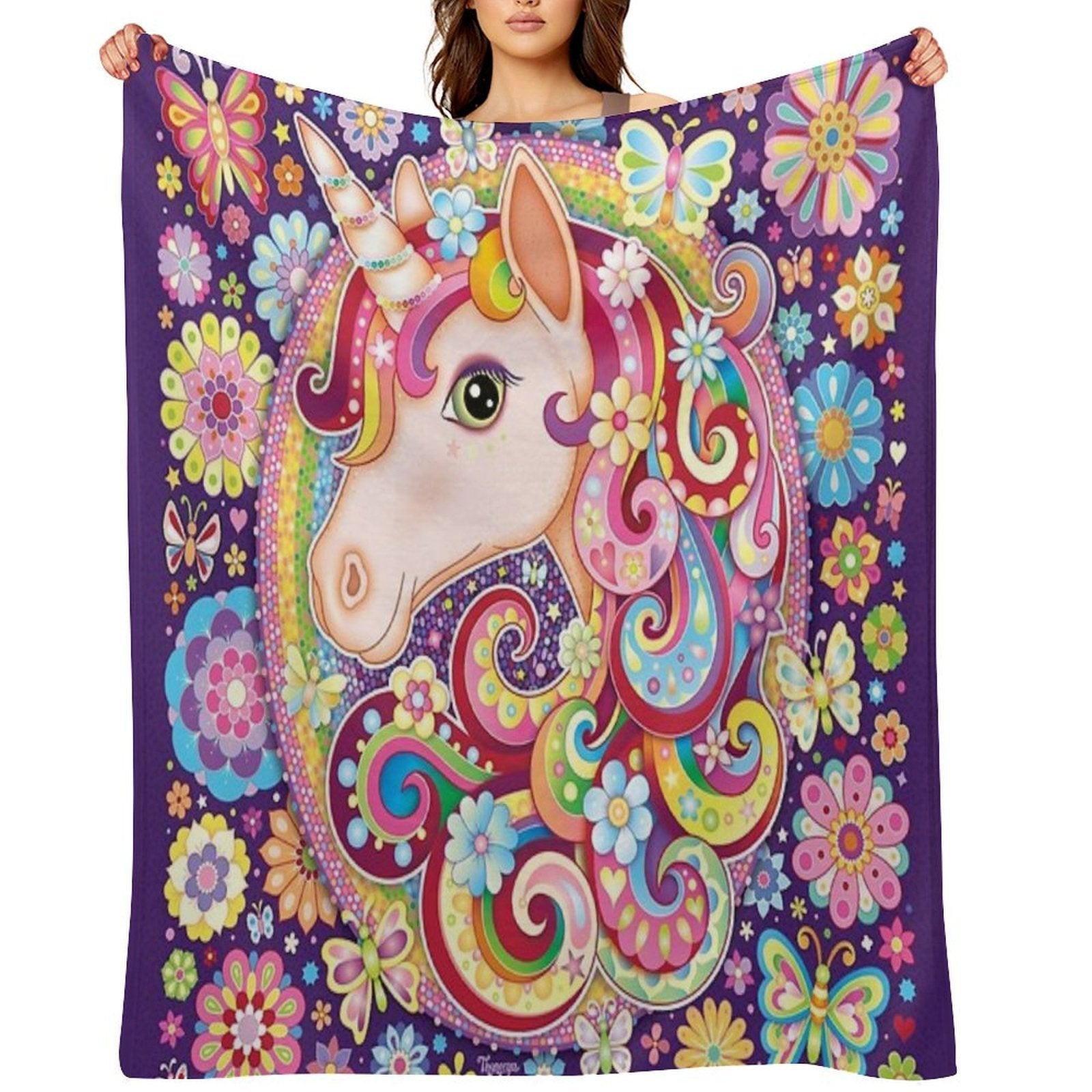 Unicorn Rainbow Art - Colorful Unicorn Art by Thaneeya McArdle Quick-dry Throw Blanket