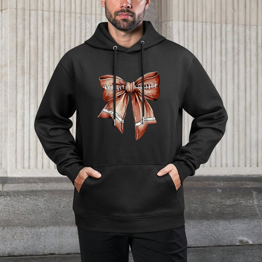 Coquette Bow Pumpkin Football Mom Girls Thanksgiving Autumn Layering Staple Hoodie