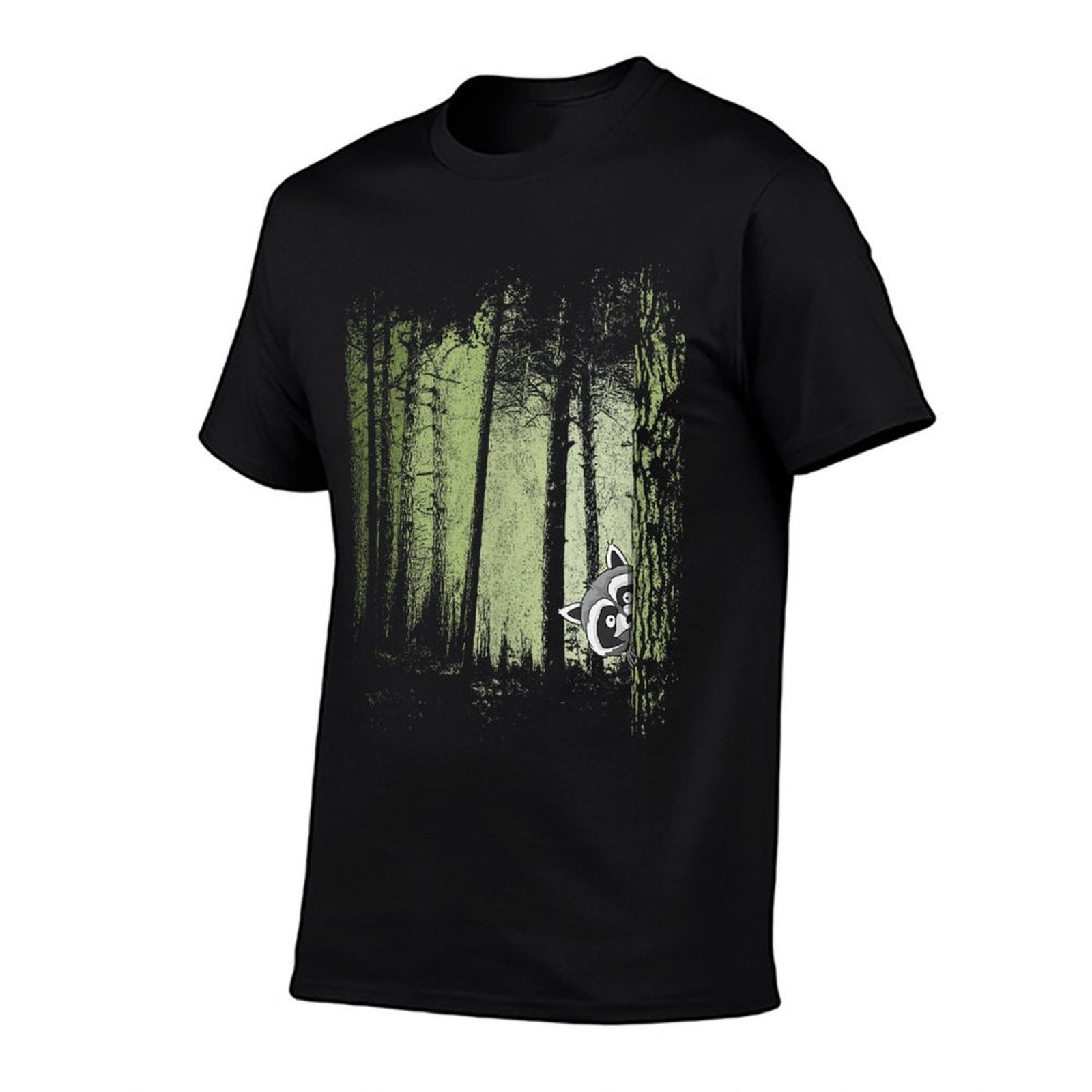 Funny Cheeky Raccoon In Dark Twilight Forest  Moisture-wicking T-Shirt