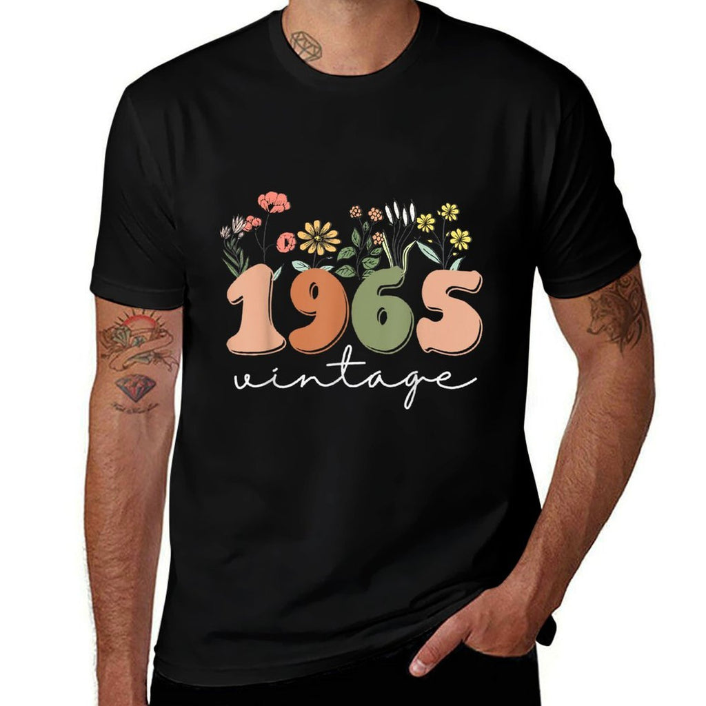 60 Years Old Vintage 1965 60th Birthday Wildflower Women  Slim-fit Cut T-Shirt
