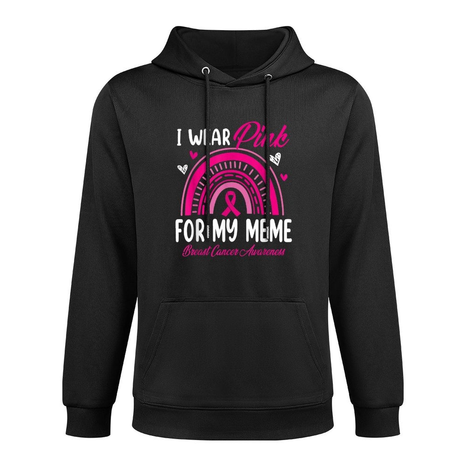 Rainbow I Wear Pink For My Meme Breast Cancer Awareness Machine Washable Hoodie