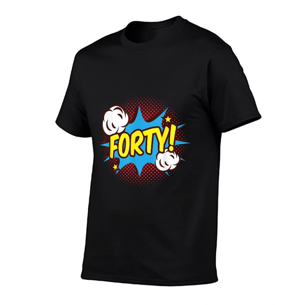 40 Years Old 40th Birthday B-day Superhero  Ribbed Collar T-Shirt