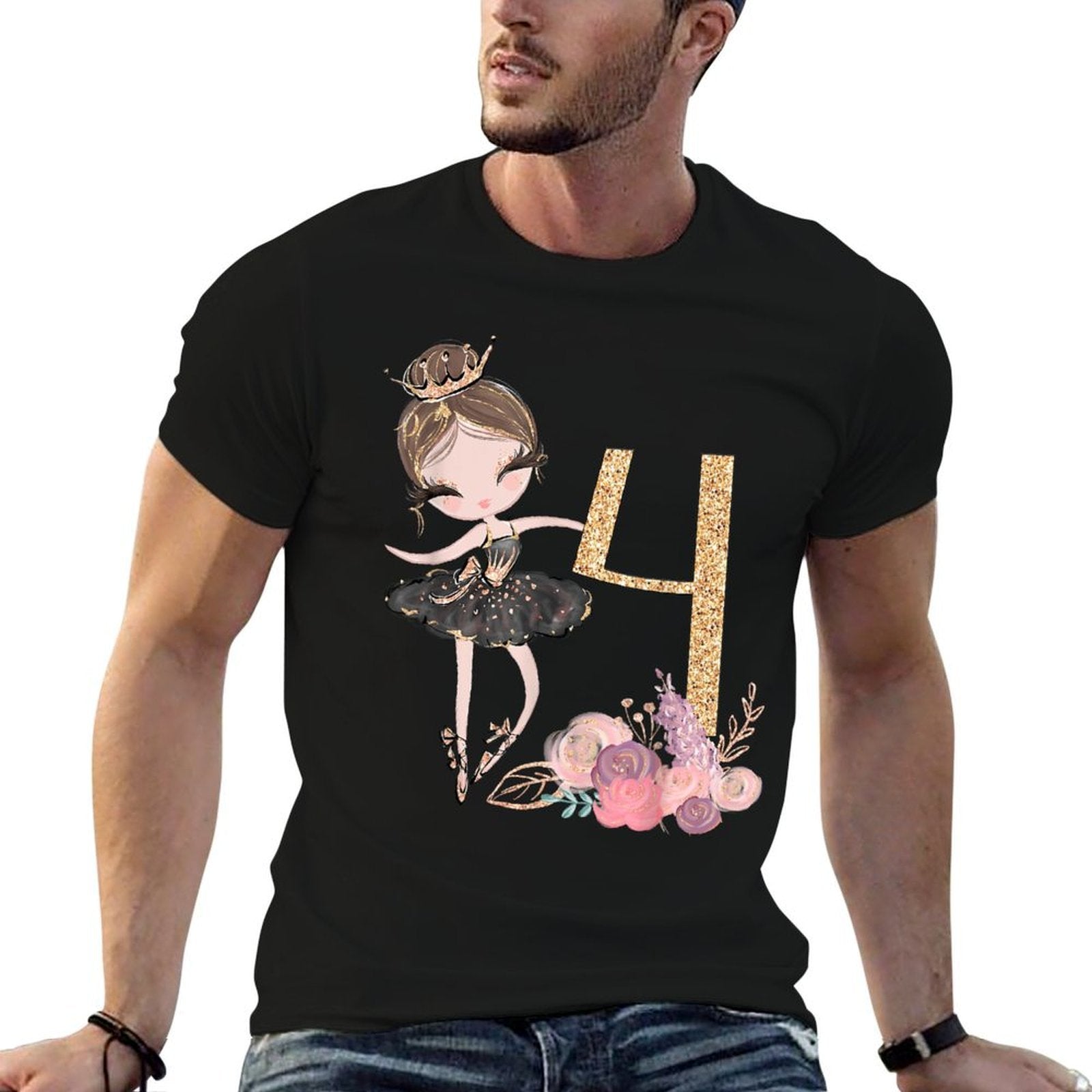 4th Birthday Party Ballerina Dancer Ballet Tutu Girls Four Comfortable T-Shirt