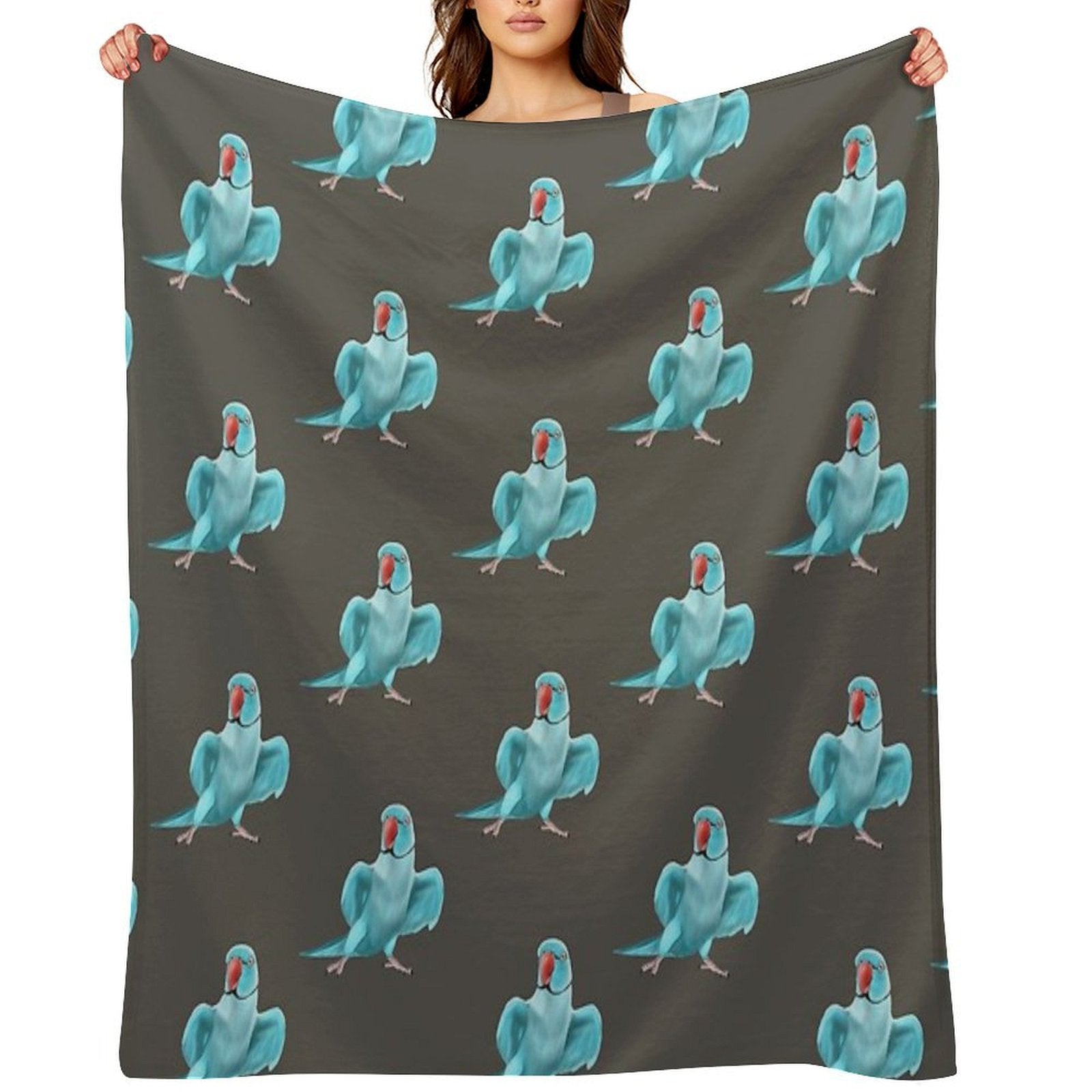 Blue Indian Ringneck Parrot Durable Throw Blanket