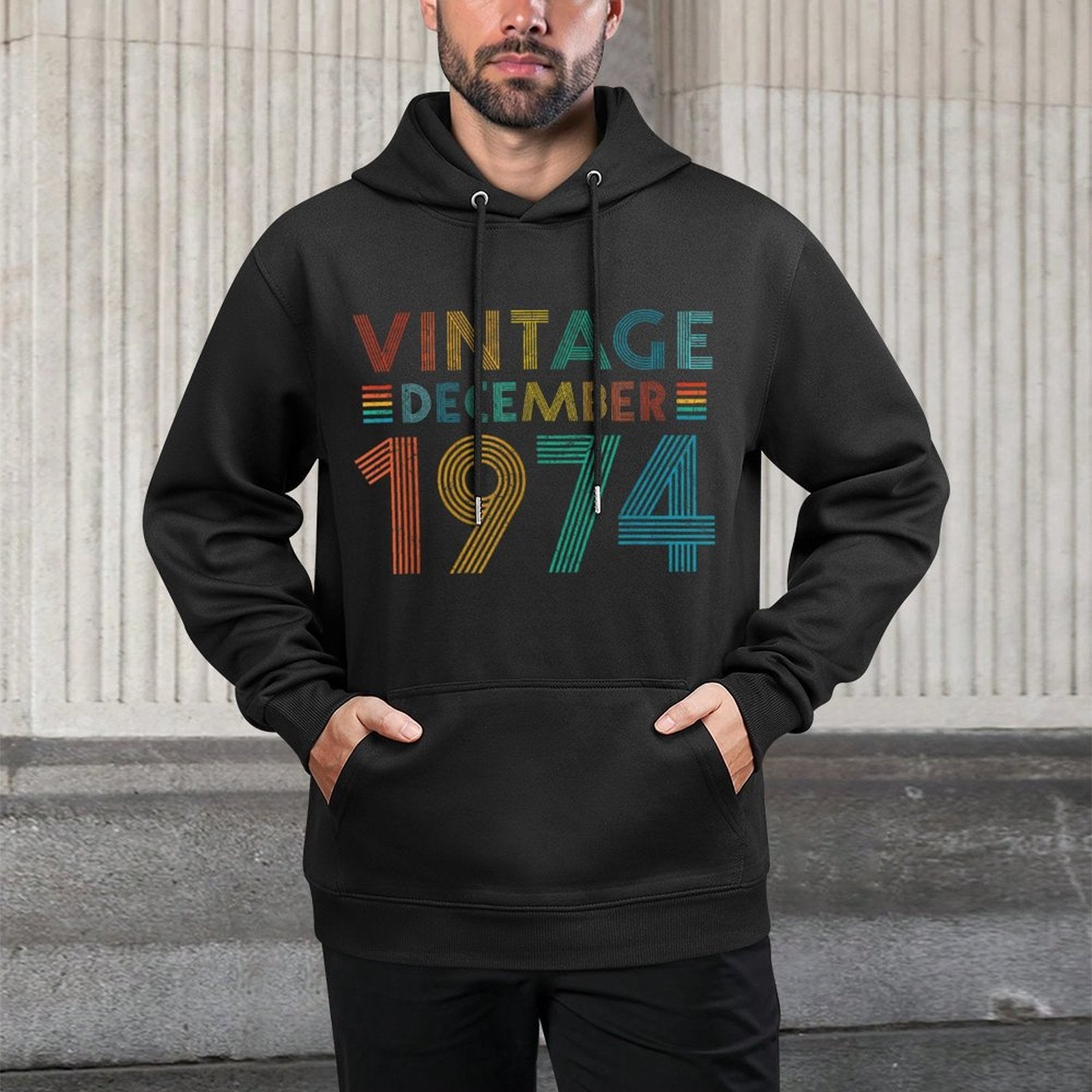 1974 Vintage December 50th Birthday Medium-Weight Fabric Hoodie